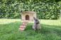 Preview: Nagerhaus Nature mit Gitterbefestigung - Häuschen für Kaninchen und meerschweinchen für Freigehege, mit Rampe
