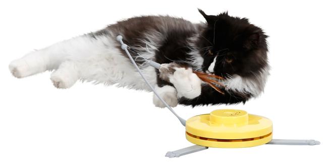 Katzenspielzeug automatisch 2in1 Catch the Tail Feather mit rotierendem Federwedel