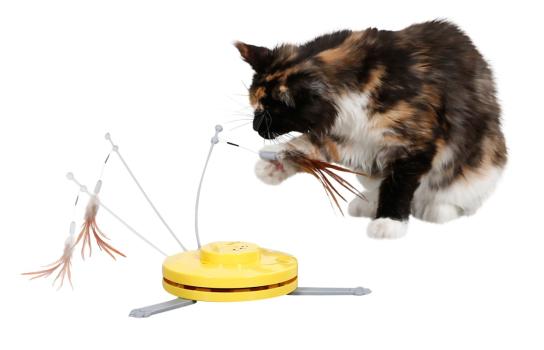 Katzenspielzeug automatisch 2in1 Catch the Tail Feather mit rotierendem Federwedel