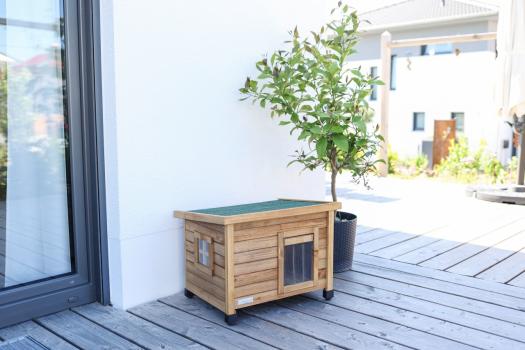 Kerbl Katzenhaus Rustica Outdoor aus Holz mit Bitumendach