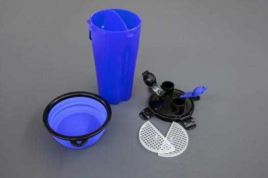 Trinkflasche Hunde und Reisenapf 2 in1 - Kerbl Futternapf und Wasserflasche für unterwegs