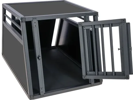 Auto Hundebox - Alu-Transportbox Vacation mit Antirutschmatte, eintürig oder zweitürig, schwarz