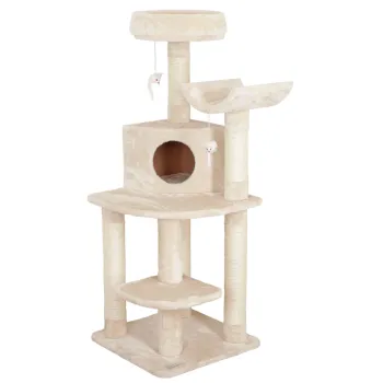 Kerbl Eckkratzbaum Zirkonia - Katzen Kratzbaum für die Zimmerecke, beige, 130 cm
