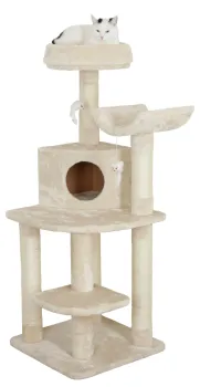 Kerbl Eckkratzbaum Zirkonia - Katzen Kratzbaum für die Zimmerecke, beige, 130 cm