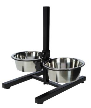 Hundenapf höhenverstellbar - 2 x 2800 ml stufenlos verstellbare Futterbar für große Hunde, schwarz