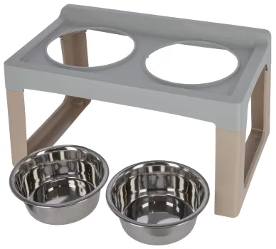 Futterbar erhöht Lifter für kleine und mittelgroße Hunde - Hundebar inkl 2 Edelstahlnäpfe Made in Italy