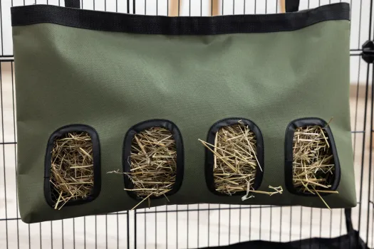 Heuraufe Nager - Heutasche mit Futteröffnungen für Meerschweinchen, Kaninchen und andere Kleintiere, saubere Fütterung, kaum Verlust