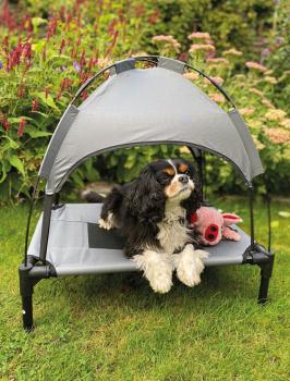 Hundeliege Outdoor mit Dach - Hundezelt für mittelgroße Hunde, schattiges Hundebett für draußen