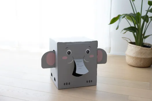 Kratzpappe Elefant für Katzen und Kitten - Katzenhöhle zum Kratzen und Spielen Indoor, 35 x 35 x 39cm, grau