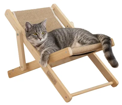 Katzenbett Liegestuhl Beach - Liedgemulde für Katzen zum Relaxen, Dösen und Kratzen