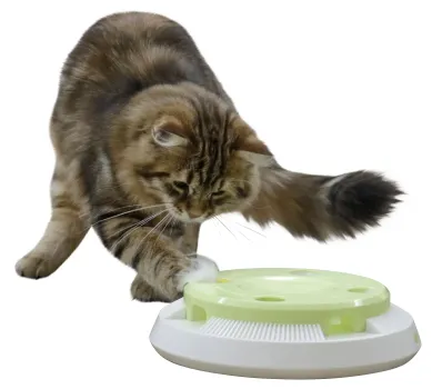 Katzenspielzeug Pompom - elektronisches Katzenspielzeug mit rotierender Feder
