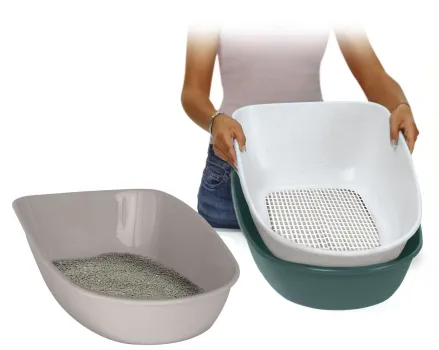 Katzentoilette Furba mit Reinigungssieb - Schalentoilette mit Sieb für Katzen, einfache und schnelle Reinigung