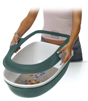 Katzentoilette Furba mit Reinigungssieb - Schalentoilette mit Sieb für Katzen, einfache und schnelle Reinigung