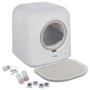 Katzentoilette Smart, selbstreinigend weiß mit Appsteuerung 54 x 54 x 60 cm - Haubentoilette mit Filter vollautomatisch