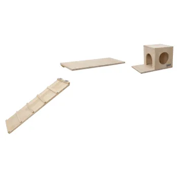 Kletterwand für Nager und Katzen - Kleintier Wand Parcours Sidewalk / Catwalk 3-teilig - Kaninchen, Frettchen, Kaninchen und Katzen Wandmontage