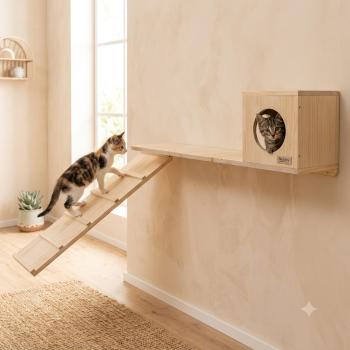 Kletterwand für Nager und Katzen - Kleintier Wand Parcours Sidewalk / Catwalk 3-teilig - Kaninchen, Frettchen, Kaninchen und Katzen Wandmontage