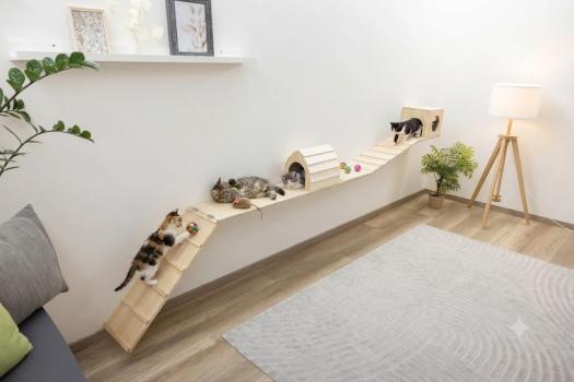 Kletterwand für Nager und Katzen - Kleintier Wand Parcours Sidewalk / Catwalk 6-teilig - Kaninchen, Frettchen, Kaninchen und Katzen Wandmontage