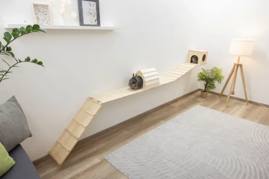 Kletterwand für Nager und Katzen - Kleintier Wand Parcours Sidewalk / Catwalk 6-teilig - Kaninchen, Frettchen, Kaninchen und Katzen Wandmontage