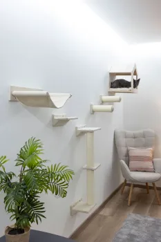 Kletterwand Monte Falco für Katzen, 6-teilig, beige - Wandkratzbaum beliebig montierbar und erweiterbar