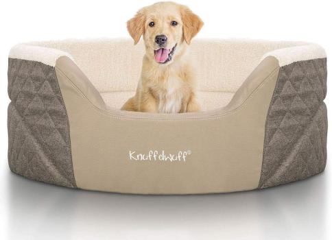 Orthopädisches Hundebett Knuffelwuff Lena, extra hoher Rand - ovales Hundekörbchen, Memory Foam, Bezug waschbar