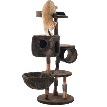 Designer Kratzbaum Gena Echtholz natur Nobby - Birnenbaum-Holz Naturprodukt dunkelbraun