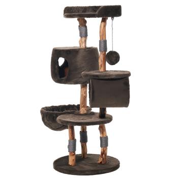 Designer Kratzbaum Gena Echtholz natur Nobby - Birnenbaum-Holz Naturprodukt dunkelbraun