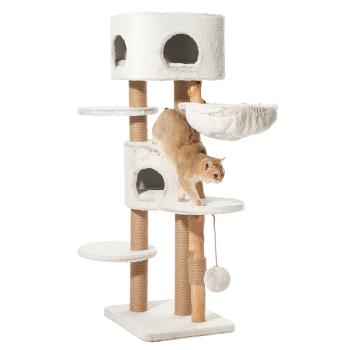 Nobby Kratzbaum Loya Echtholz – Natur-Katzenbaum mit Jute & XL Kuschelhöhle