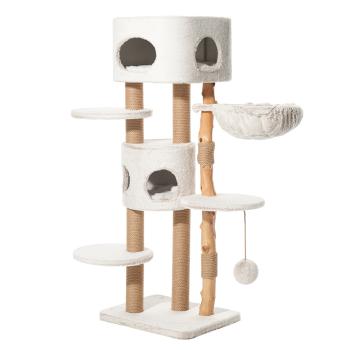 Nobby Kratzbaum Loya Echtholz – Natur-Katzenbaum mit Jute & XL Kuschelhöhle