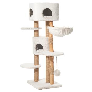 Nobby Kratzbaum Loya Echtholz – Natur-Katzenbaum mit Jute & XL Kuschelhöhle