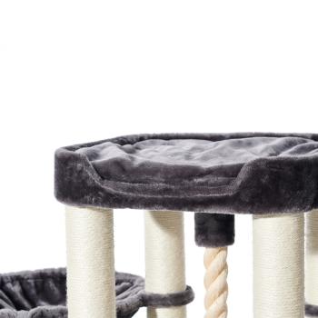 Nobby Kratzbaum Mugla - großer Katzenbaum dunkelgrau, großes waschbares Katzenbett, ideal für mehrere Katzen