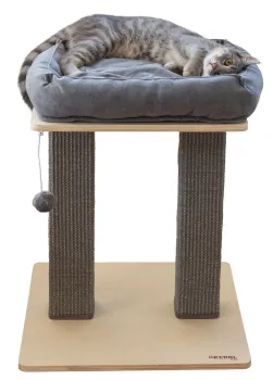 Kratzbaum Noah I grau - Kerbl Katzenbaum, gemütliches, waschbares  Katzenbett, eckige Kratzsäulen, als Eckkratzbaum geeignet