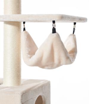 Kratzbaum Sivas deckenhoch beige - Katzenbaum, ideal für mehrere Katzen, extra weich mit Hängematten