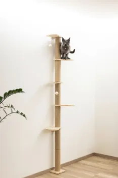 Wandkratzbaum Timber 19 x 16 x 208 cm, braun - Designer Katzenbaum Echtholz, deckenhoch