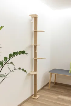 Wandkratzbaum Timber 19 x 16 x 208 cm, braun - Designer Katzenbaum Echtholz, deckenhoch