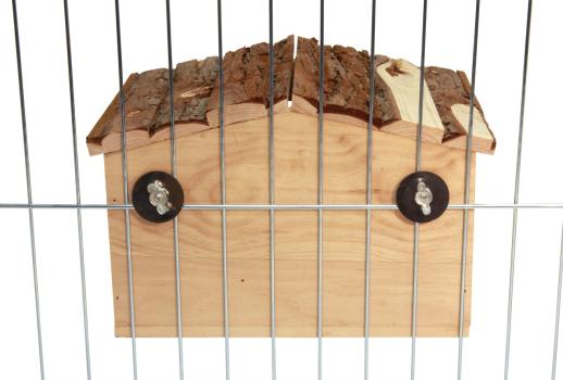 Nagerhaus Nature mit Gitterbefestigung - Häuschen für Kaninchen und meerschweinchen für Freigehege, mit Rampe
