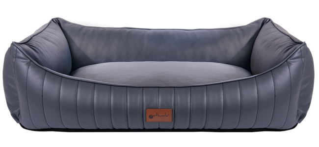 Petlando Hundebett Linz Ortho anthrazit - Kunstleder - orthopädisches Zweischichtsystem Viskoschaum PU-Schaum