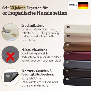 SABRO Hundekorb KUDDE - orthopädisches Premium Hundebett mit Einlage, Kunstleder, Bezug abnehmbar
