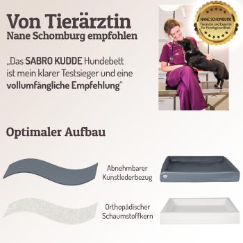SABRO Hundekorb KUDDE - orthopädisches Premium Hundebett mit Einlage, Kunstleder, Bezug abnehmbar