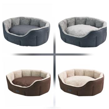 Hundebett oval mit Rand in braun oder grau
