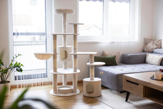 Kratzbaum Cord Look, 164 cm, Katzenbaum Kerbl Annika, beige,  mit vielen Schlaf- und Liegemöglichkeiten