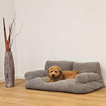 Hunde-Plüschbett in Sofaform [100x65x35cm] Hundebett mit abnehmbarem Teddyplüsch-Bezug