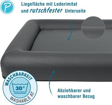 Petlando Orthopädisches Hundebett Livorno Ortho schwarz - Gesundheitsbett wasserdicht Bezug abnehmbar
