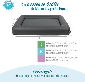 Petlando Orthopädisches Hundebett Livorno Ortho schwarz - Gesundheitsbett wasserdicht Bezug abnehmbar