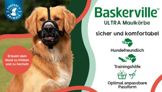 Company of Animals Baskerville Ultra Muzzle - Hunde-Maulkorb - extra sicher durch Kopfriemen