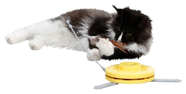 Katzenspielzeug automatisch 2in1 Catch the Tail Feather mit rotierendem Federwedel