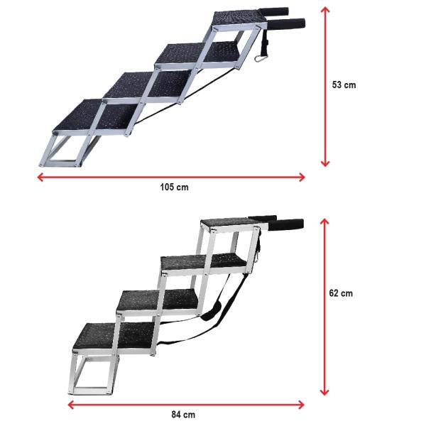 Aluminium Falt-Treppe, Hundetreppe von Nobby  - Hunderampe - Einstiegshilfe für Hunde ins Auto - bis 75 kg
