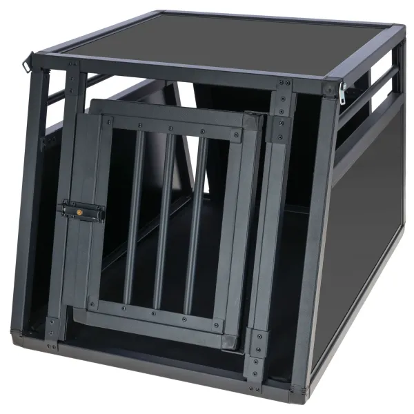 Auto Hundebox - Alu-Transportbox Vacation mit Antirutschmatte, eintürig oder zweitürig, schwarz
