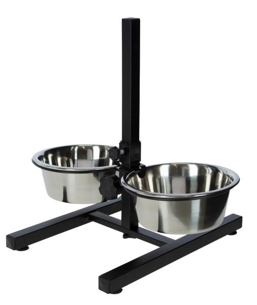 Hundenapf höhenverstellbar - 2 x 2800 ml stufenlos verstellbare Futterbar für große Hunde, schwarz