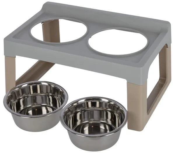 Futterbar erhöht Lifter für kleine und mittelgroße Hunde - Hundebar inkl 2 Edelstahlnäpfe Made in Italy