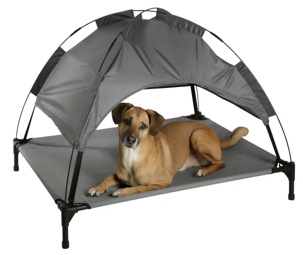 Hundeliege Vacation Top - erhöhtes Outdoor Hundebett mit abnehmbarem Dach bis 25 kg, ideal für Garten und Camping